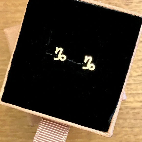 New!! Zoe Chicco 14k Yellow Gold Teeny Capricorn Studs from The Golden Carrot - Picture 5 of 5